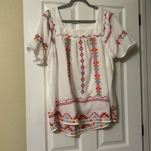 White Savanna Jane Embroidered Top